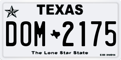 TX license plate DOM2175