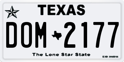 TX license plate DOM2177