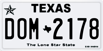 TX license plate DOM2178