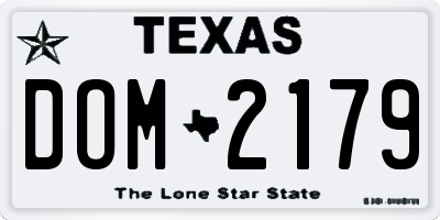 TX license plate DOM2179
