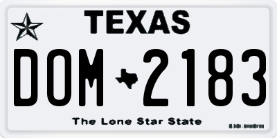 TX license plate DOM2183