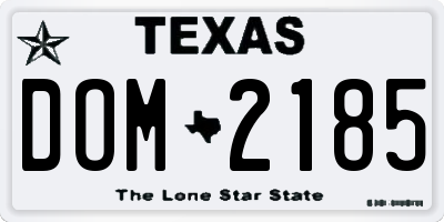 TX license plate DOM2185
