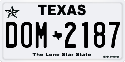 TX license plate DOM2187