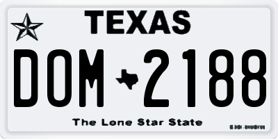 TX license plate DOM2188