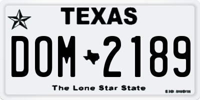 TX license plate DOM2189