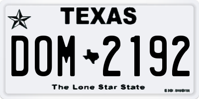 TX license plate DOM2192