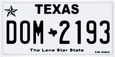 TX license plate DOM2193