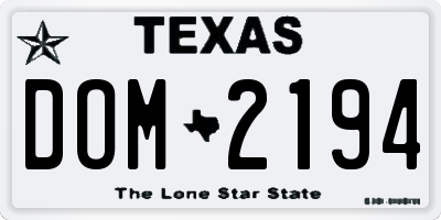 TX license plate DOM2194