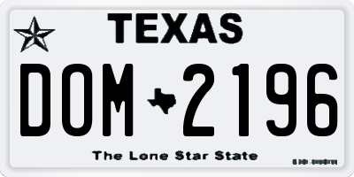 TX license plate DOM2196