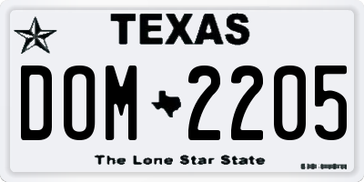 TX license plate DOM2205