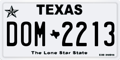 TX license plate DOM2213