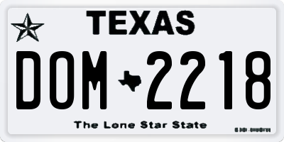 TX license plate DOM2218