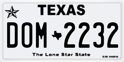 TX license plate DOM2232