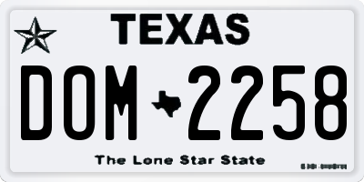 TX license plate DOM2258