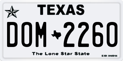 TX license plate DOM2260