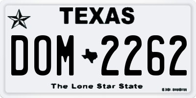 TX license plate DOM2262