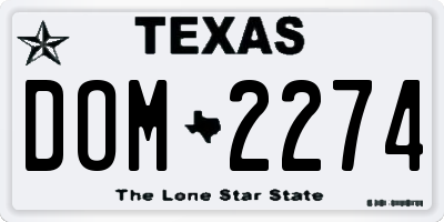 TX license plate DOM2274