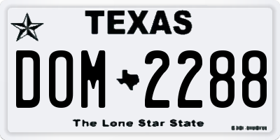 TX license plate DOM2288