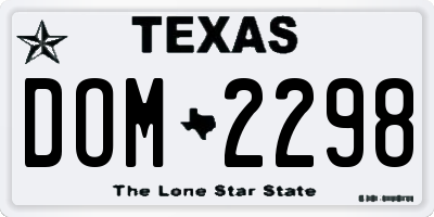 TX license plate DOM2298