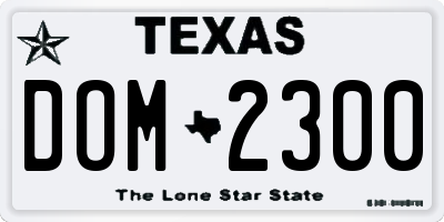 TX license plate DOM2300