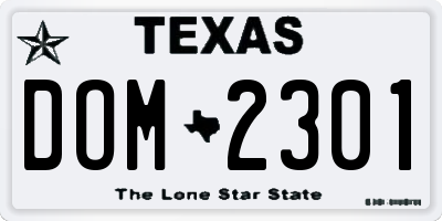 TX license plate DOM2301