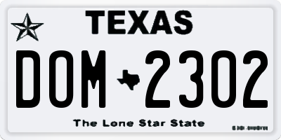 TX license plate DOM2302