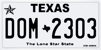 TX license plate DOM2303
