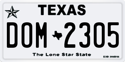 TX license plate DOM2305