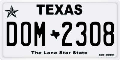 TX license plate DOM2308