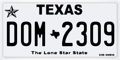 TX license plate DOM2309