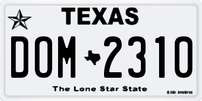 TX license plate DOM2310