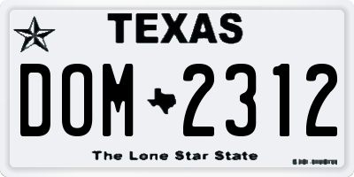 TX license plate DOM2312