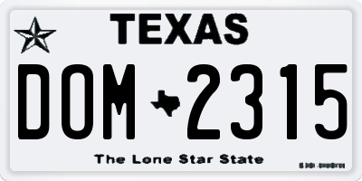 TX license plate DOM2315