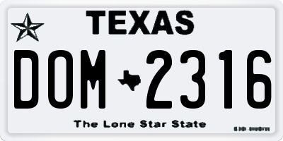 TX license plate DOM2316
