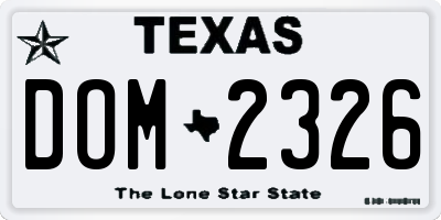 TX license plate DOM2326