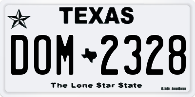 TX license plate DOM2328