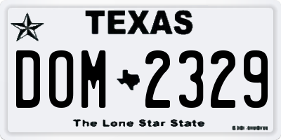 TX license plate DOM2329