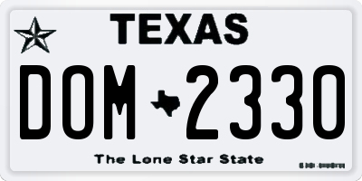 TX license plate DOM2330