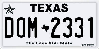 TX license plate DOM2331
