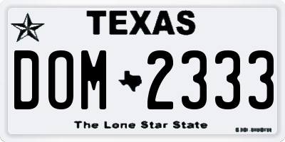 TX license plate DOM2333