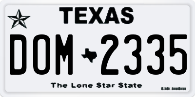 TX license plate DOM2335