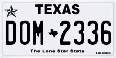 TX license plate DOM2336