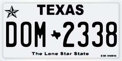 TX license plate DOM2338