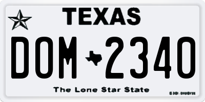 TX license plate DOM2340