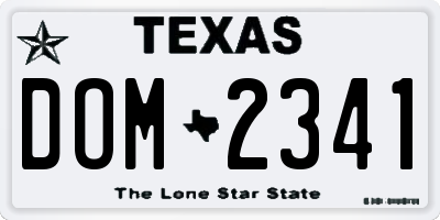 TX license plate DOM2341