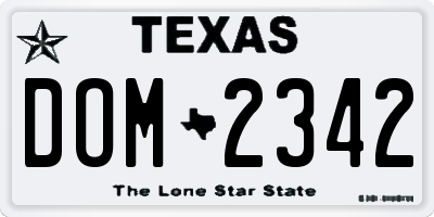 TX license plate DOM2342