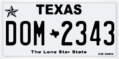TX license plate DOM2343