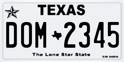 TX license plate DOM2345