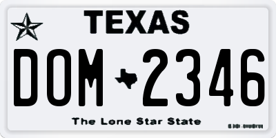 TX license plate DOM2346