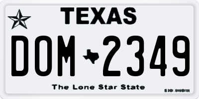 TX license plate DOM2349